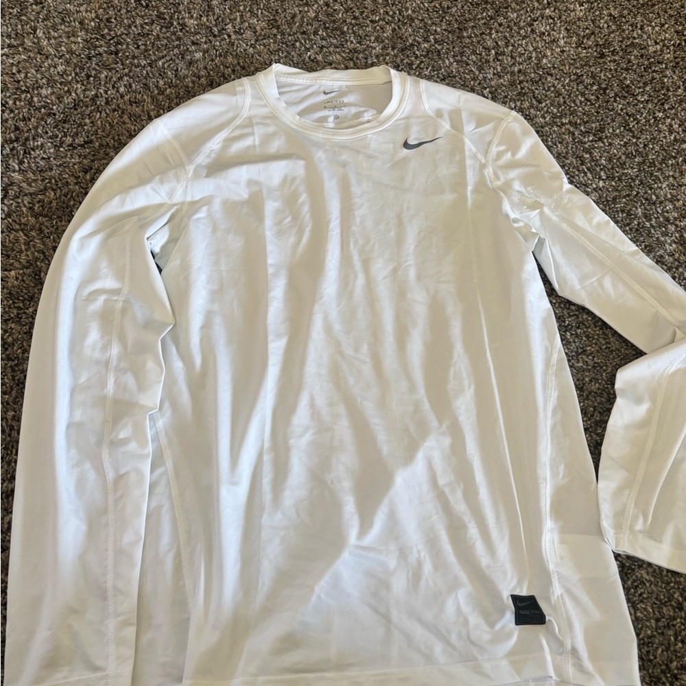 Nike Men's White Long Sleeve DriFit Shirt
